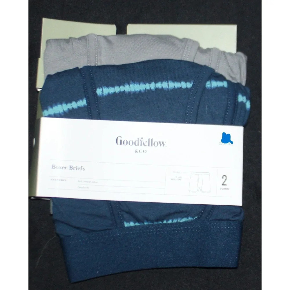 🥥 Goodfellow & Co Men's Striped Boxer Briefs 2pk Blue/Gray Size S🆕